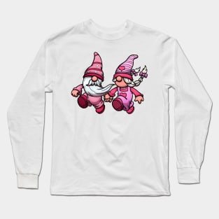 Hopping Gnome Couple In Love Long Sleeve T-Shirt